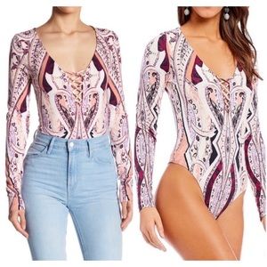 Free People Pick A Place Print Bodysuit. Size M.